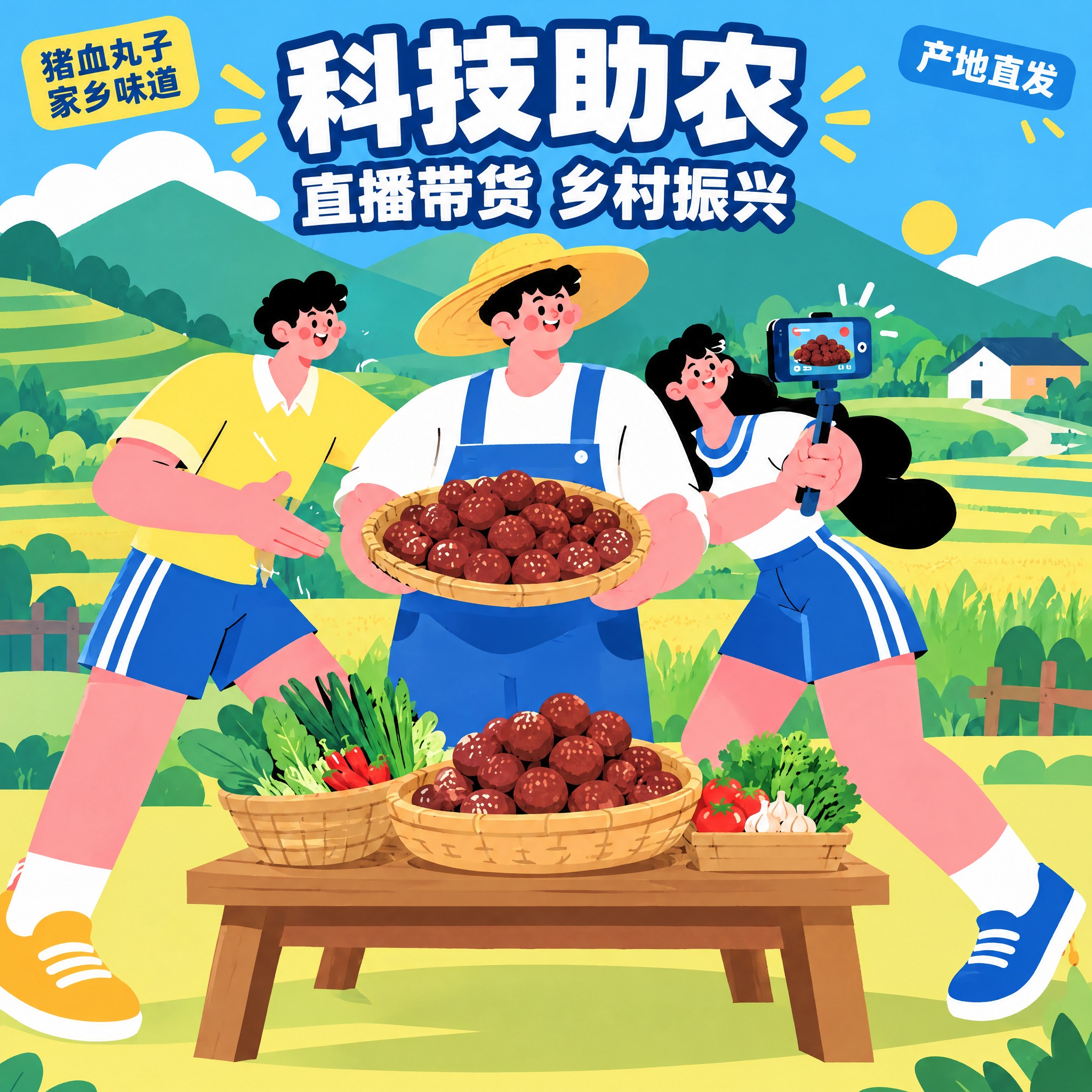 在画面上方添加醒目的科技助农主题标题文字，主标题为"科技助农"… - 图片创意预览