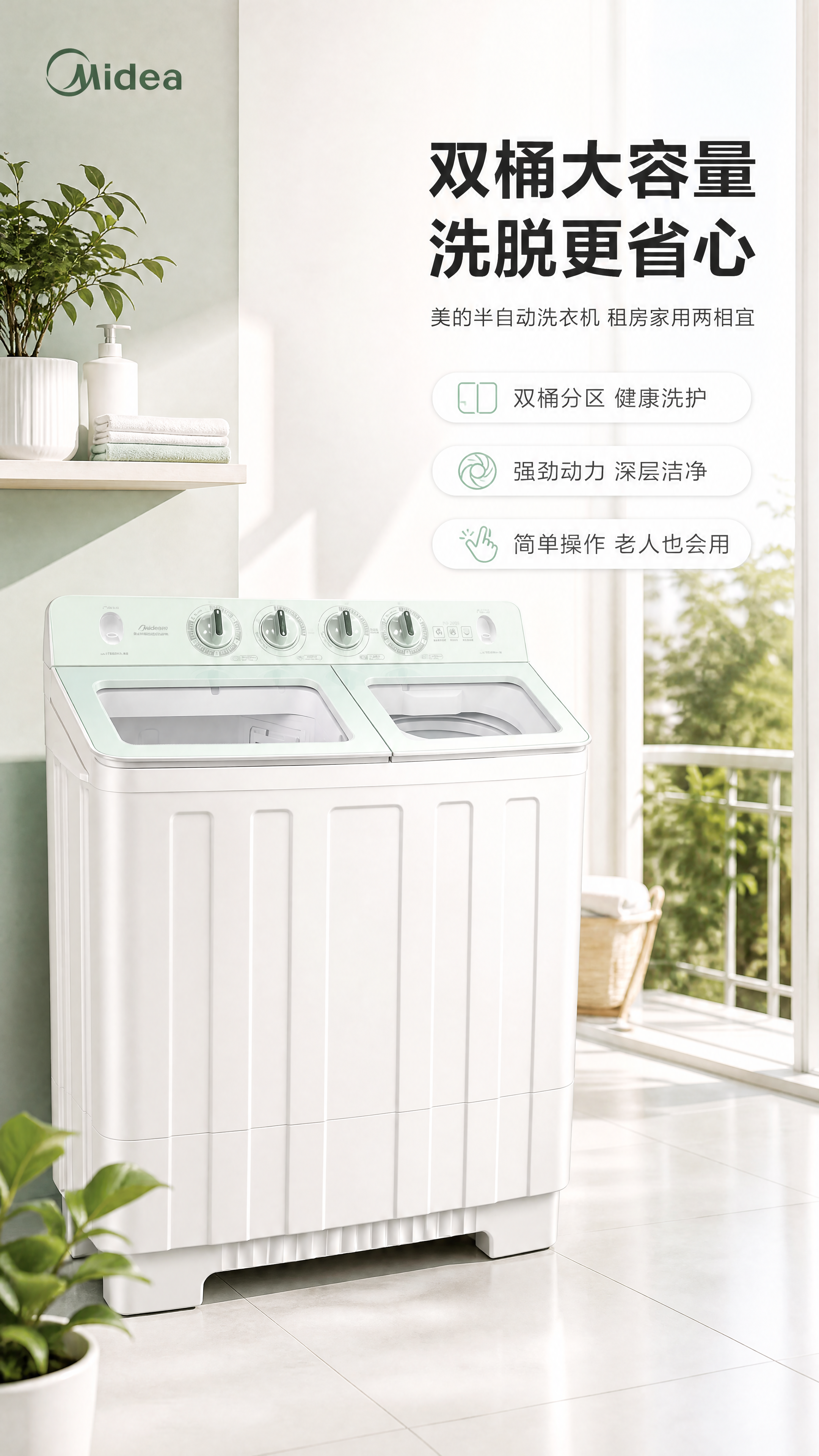 [商品] 使用【图1】美的双桶半自动洗衣机ND-260S；保留… - 图片创意预览