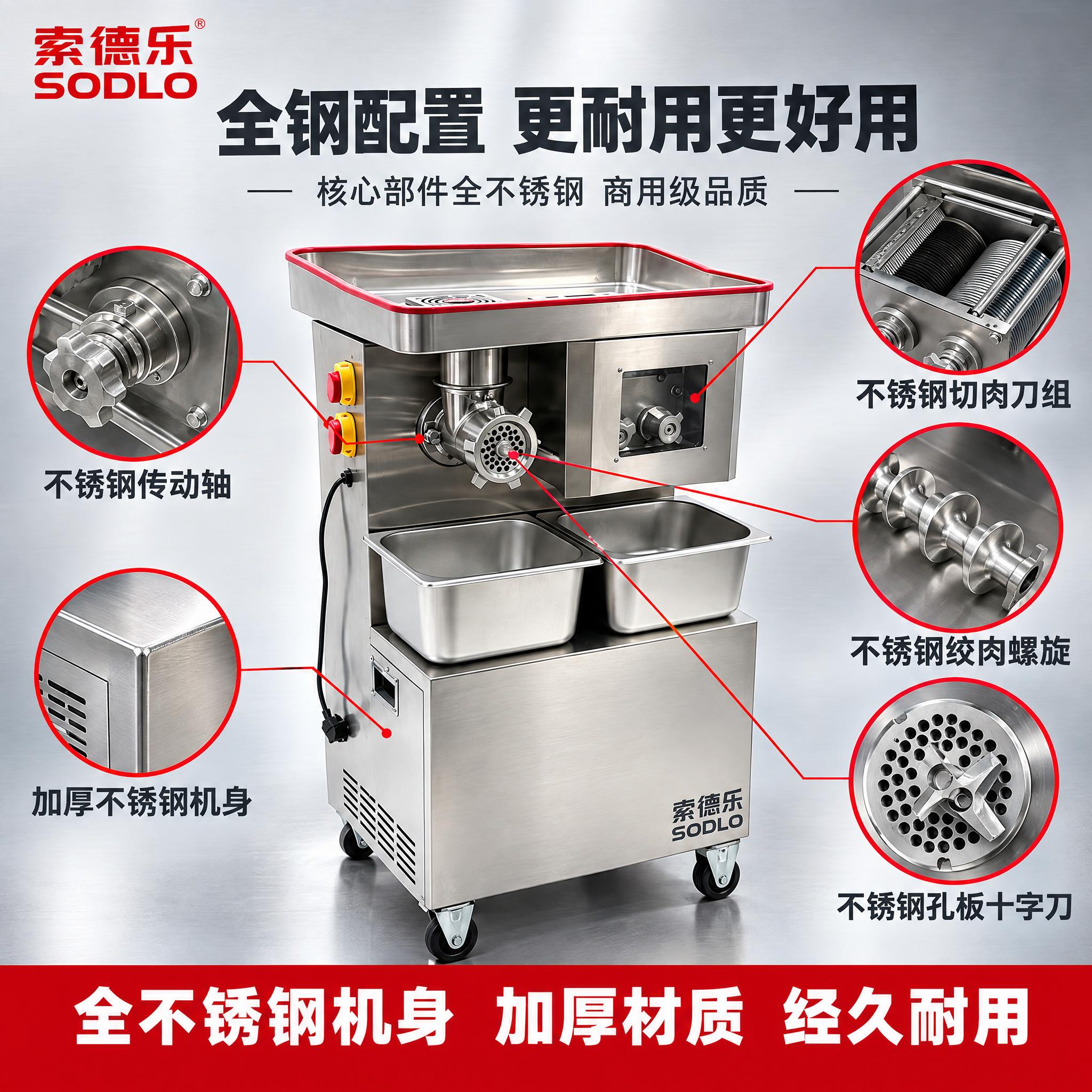 [主图] 索德乐商用绞切两用机 全钢配置细节主图，以image… - 图片创意预览