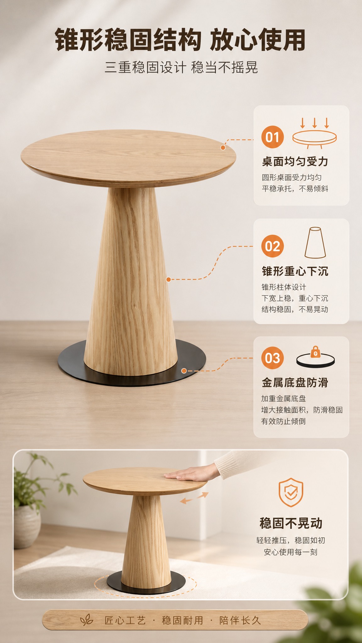 [商品] 使用【图1】原木色锥形底座小圆边几；保留圆形桌面、锥… - 图片创意预览