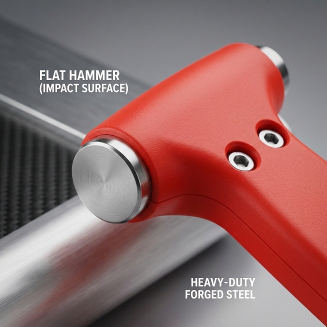 Generate a 1:1 square product detail close-up image: show the flat hammer head on the back of the re预览效果