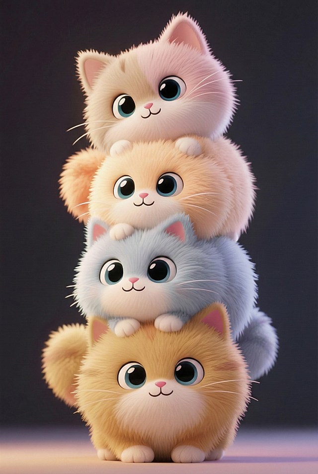 三只小猫，需要低饱和配色