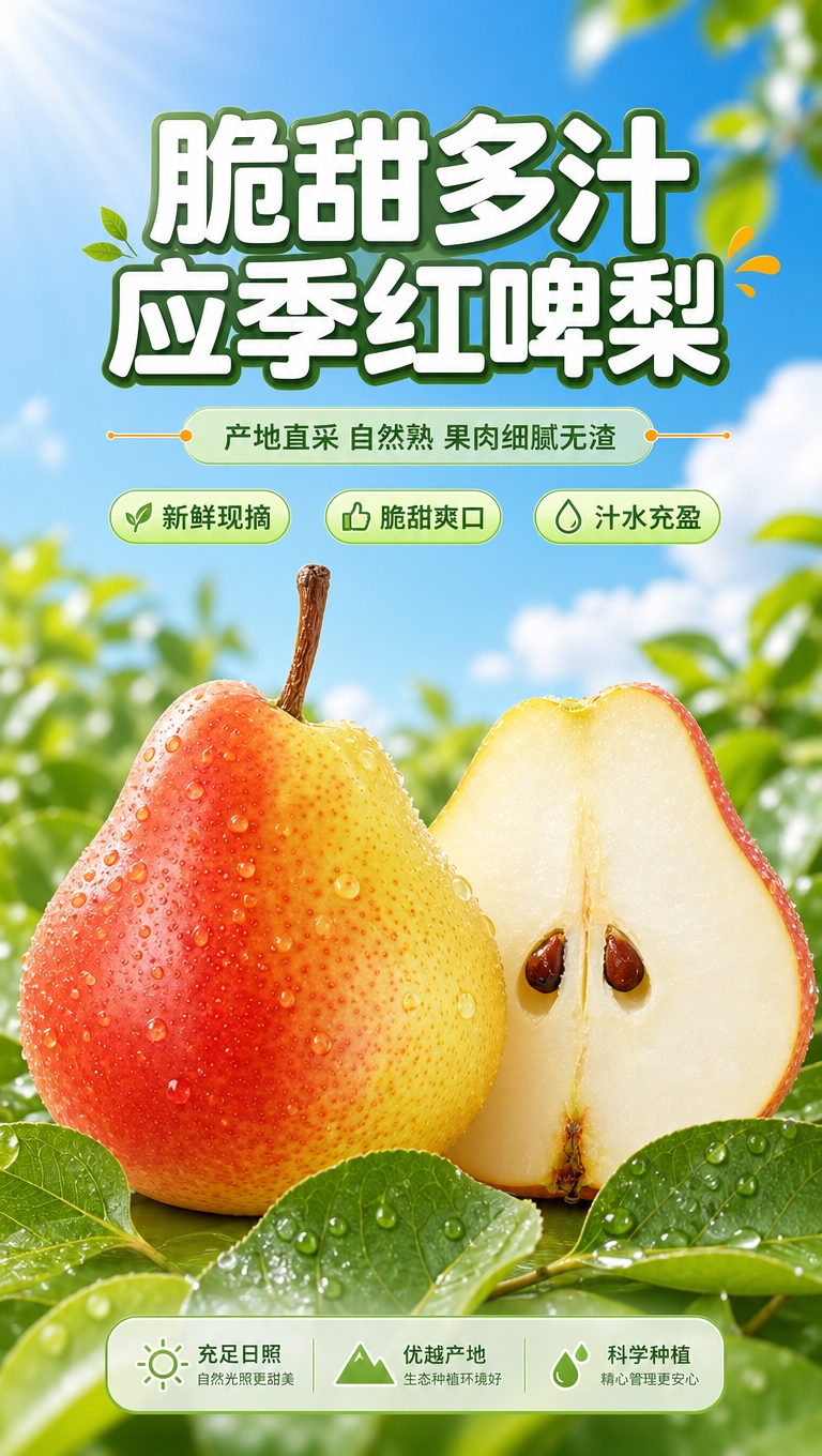 [商品] 使用【图1】红啤梨（整颗+切面），保留梨的外形轮廓、… - 图片创意预览