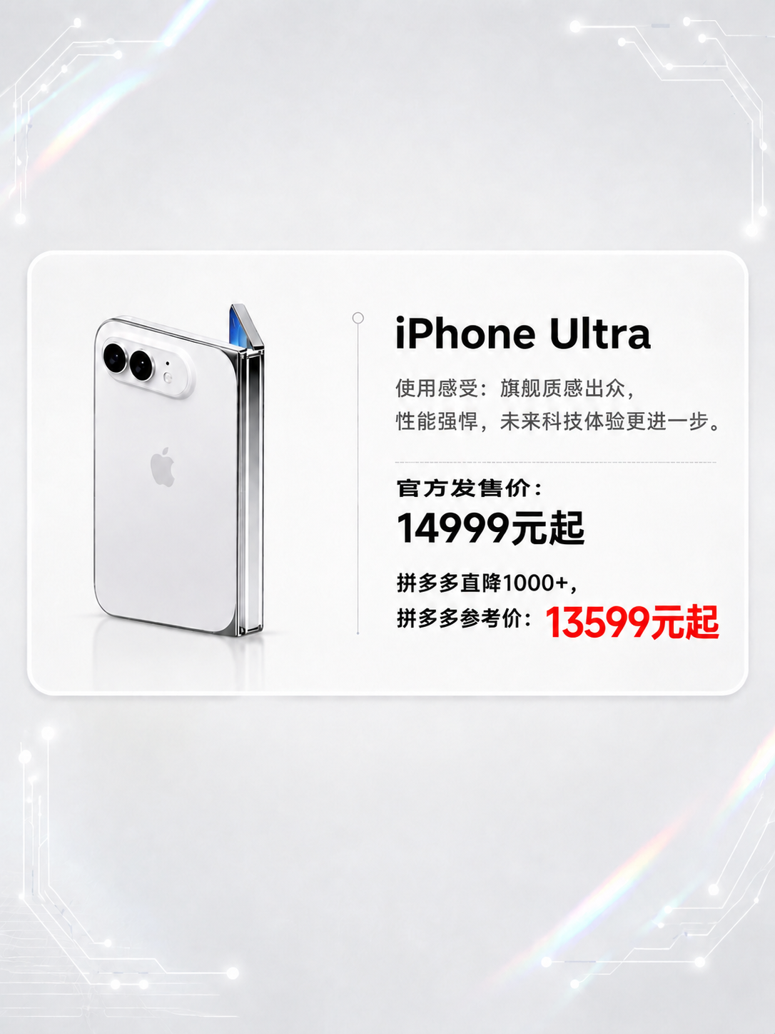 编辑图片：把右侧价格区中“官方发售价：14999元起”改为两行… - 图片创意预览