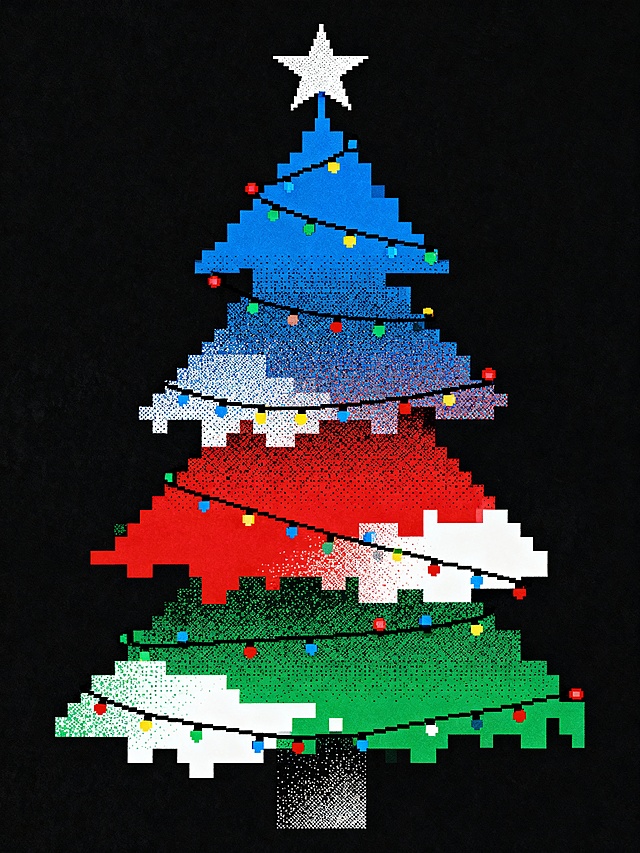 丝网印刷的圣诞树