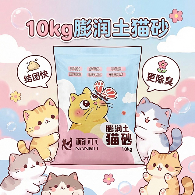 我的产品是猫砂，用我提供多产品图帮我做10张拼多多用的主图