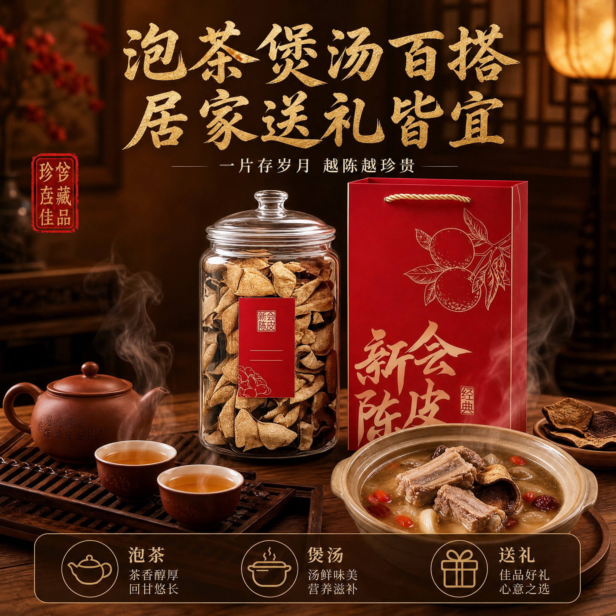 [主图-6] 主题：新会陈皮泡茶煲汤百搭、居家送礼皆宜，以及越… - 图片创意预览