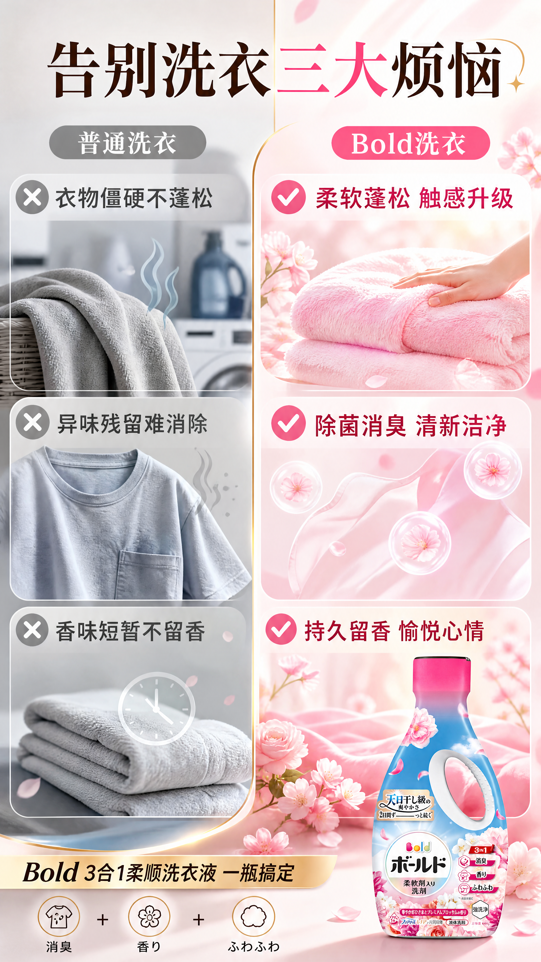 [商品] 使用【图1】Bold樱花粉款洗衣液；保留瓶身结构、颜… - 图片创意预览