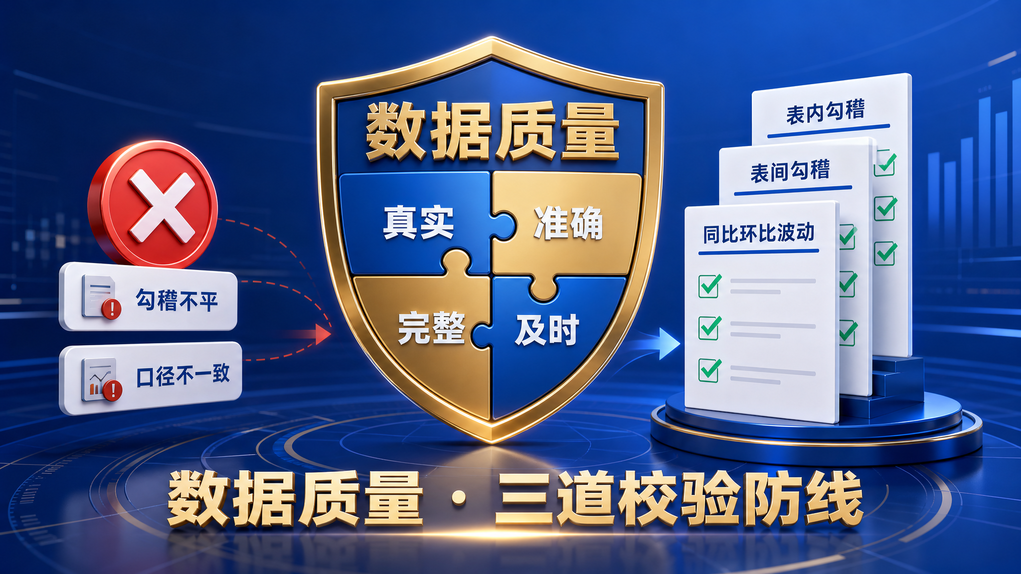 蓝金商务3D风格，16:9横版文章配图，图多文字少。画面中心是… - 图片创意预览
