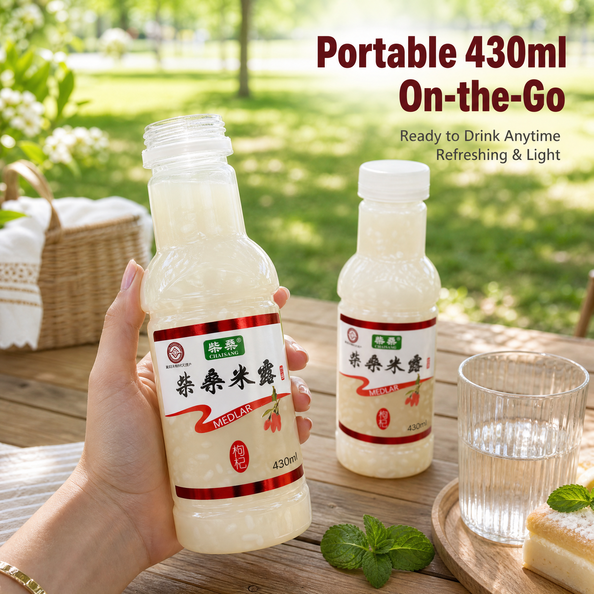 [主图-5] 便携装场景，展示430ml小瓶的便携即饮属性。… - 图片创意预览