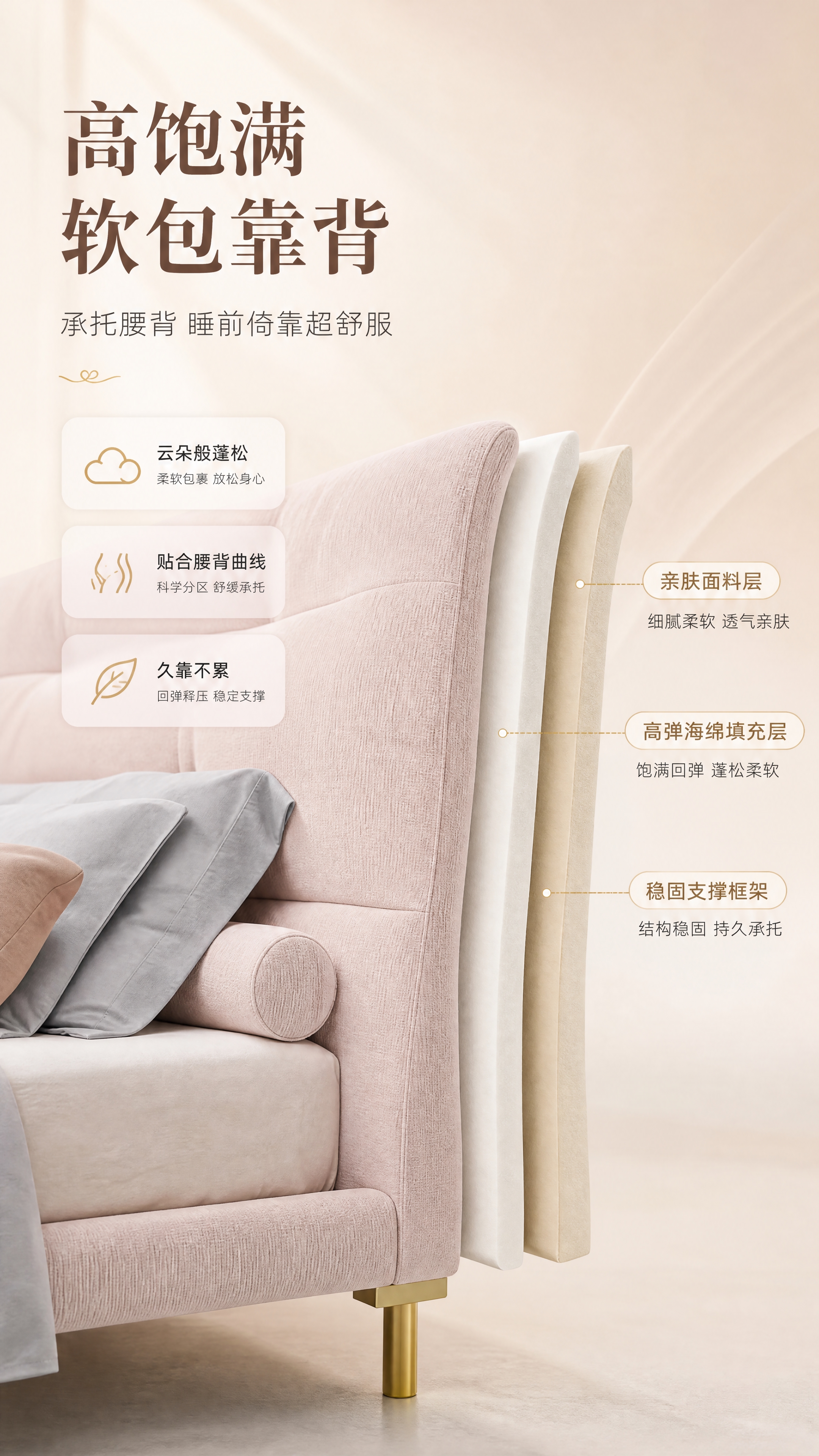 [商品] 使用【图1】奶油仙女款软包床；保留浅粉色布艺软包床头… - 图片创意预览