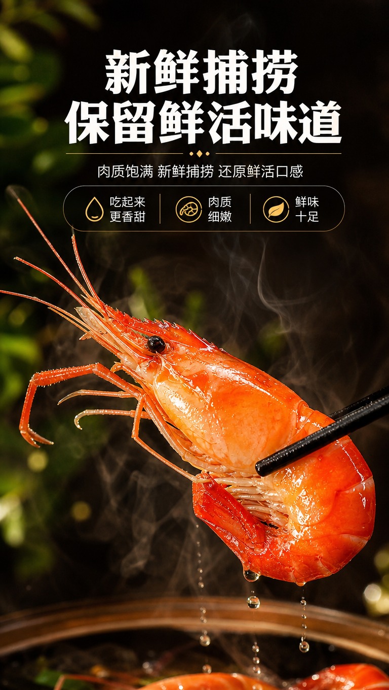 [商品] 使用【图8】筷子夹虾产品图；保留虾的橙红色泽、虾头结… - 图片创意预览