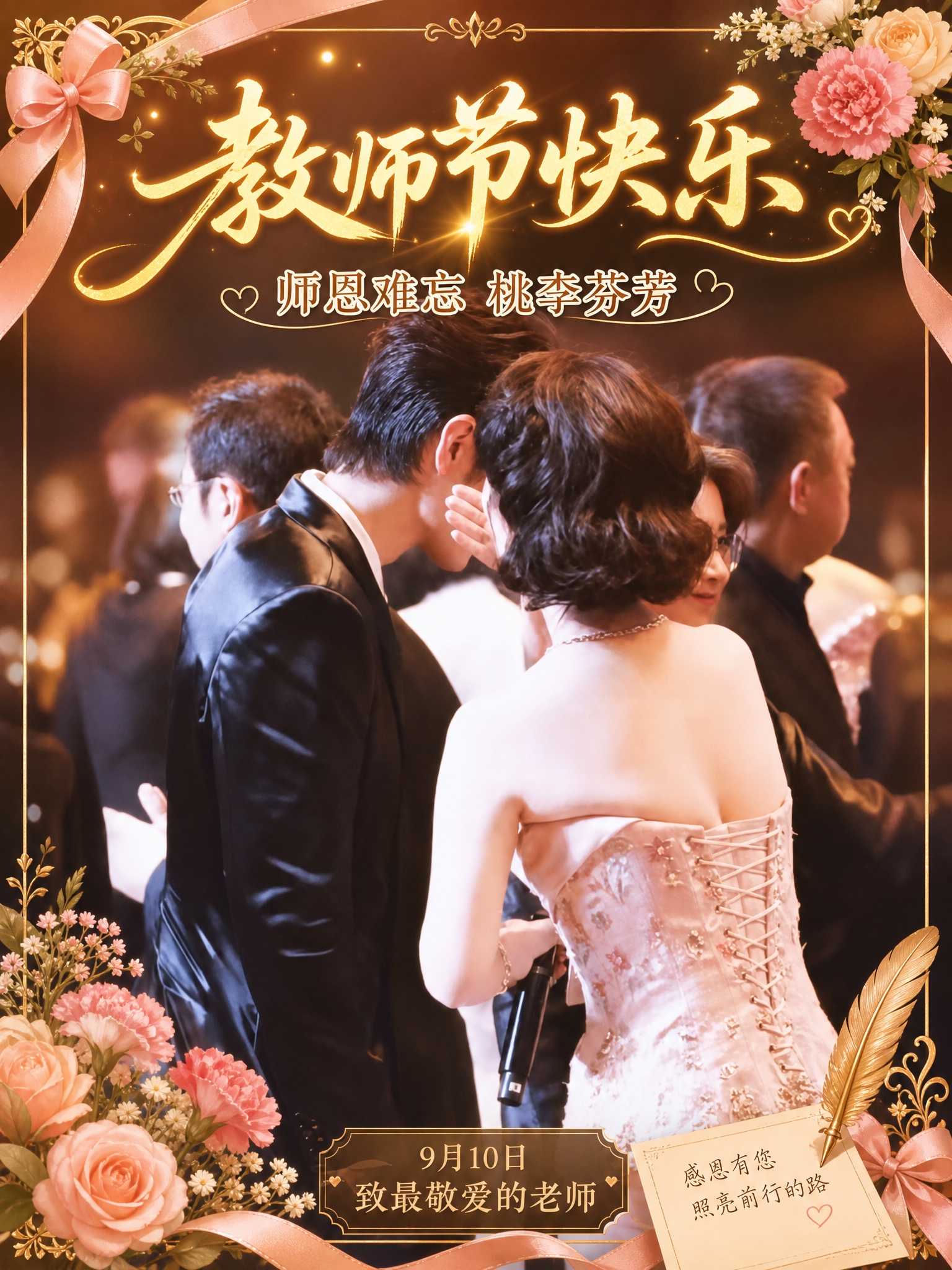 将这张照片制作成教师节贺卡。保留原图人物和场景作为背景主视觉，… - 图片创意预览