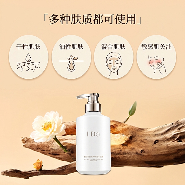使用商品详情页技能   根据商品图   「图片1」   生成详情页，参考图为  ，商品名称为   ido沐浴露   ，卖点为       ，适配平台为   抖音/快手   ，图片比例为   1:1   ，需求屏数为   8   张  ，   不能出现抖音违禁词，这款只是普通的产品，没有功效