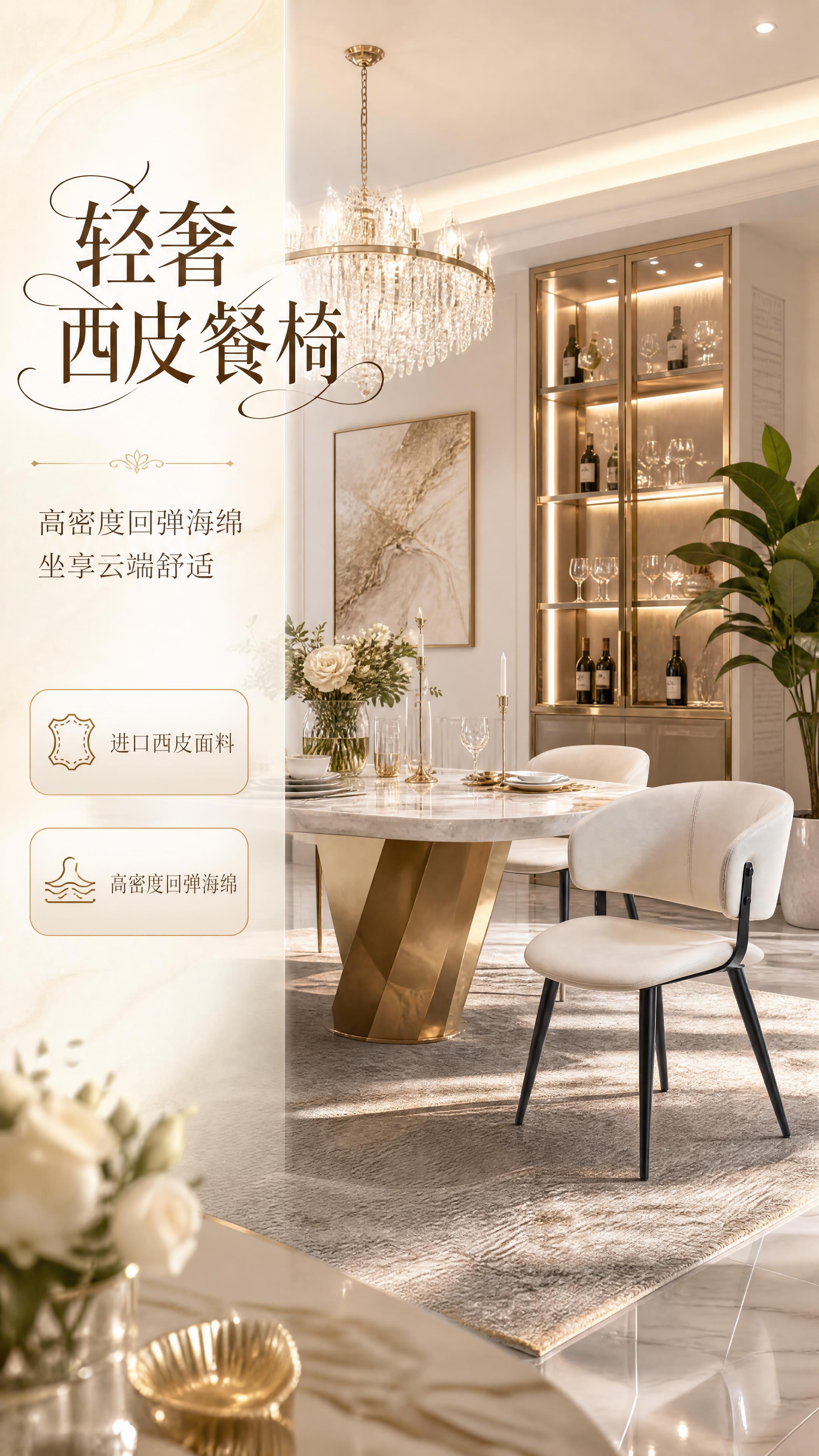 [商品] 使用【图1】米白色西皮餐椅；保留整体结构、比例、弧形… - 图片创意预览
