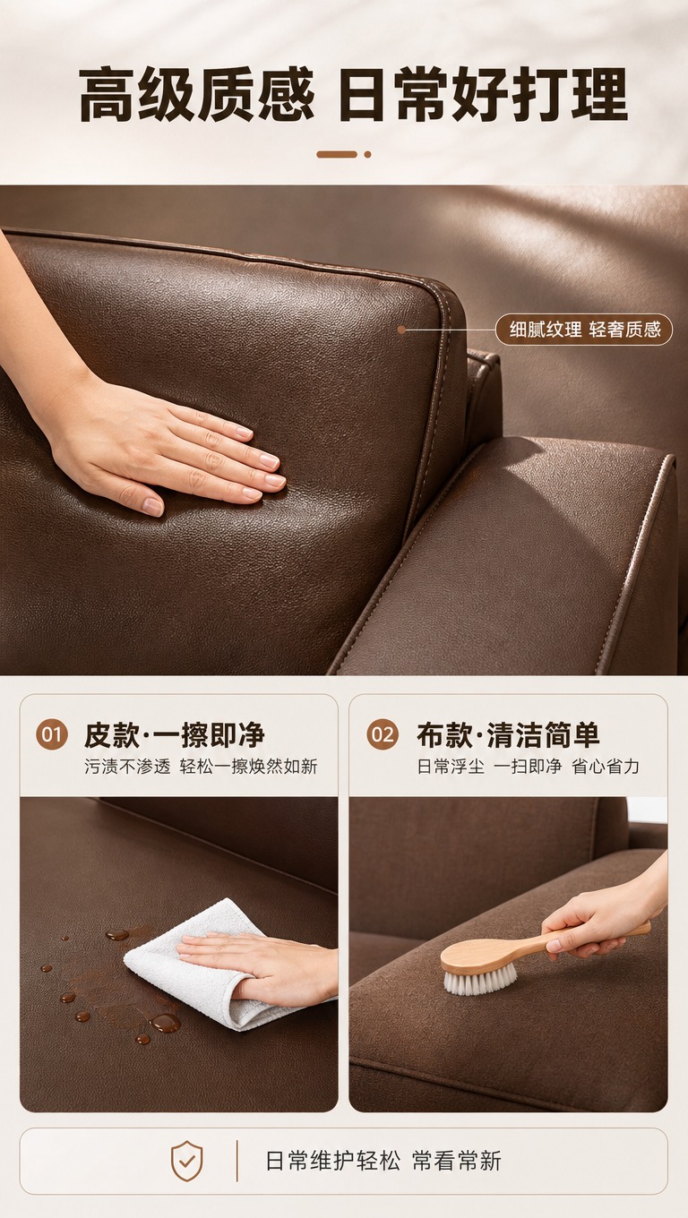 [商品] 使用【图1】深棕色皮质模块沙发的局部；保留深棕色皮革… - 图片创意预览