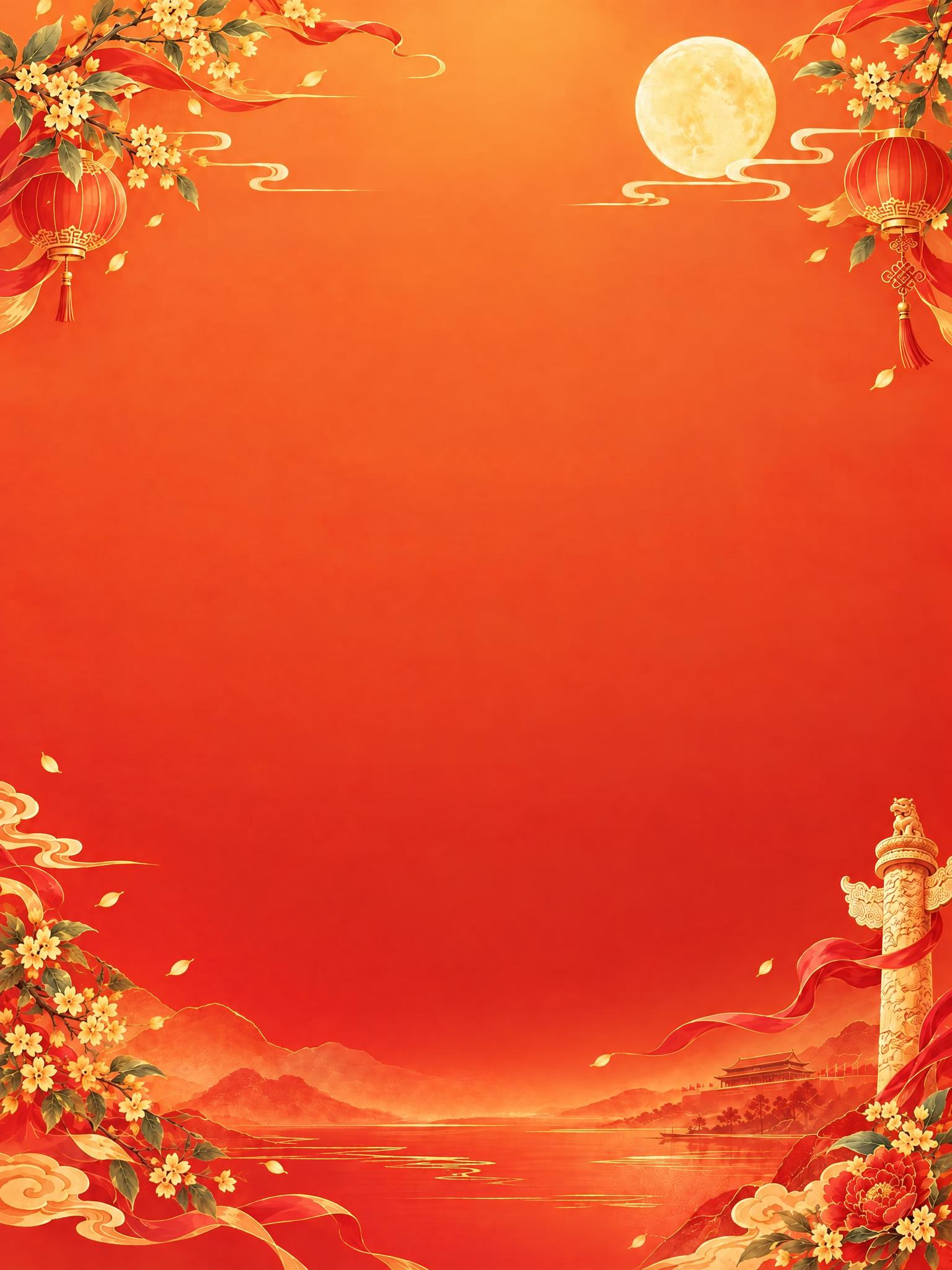仅移除图片左下角的红色灯笼，左上角的灯笼、桂花枝叶、飘带等所有… - 图片创意预览