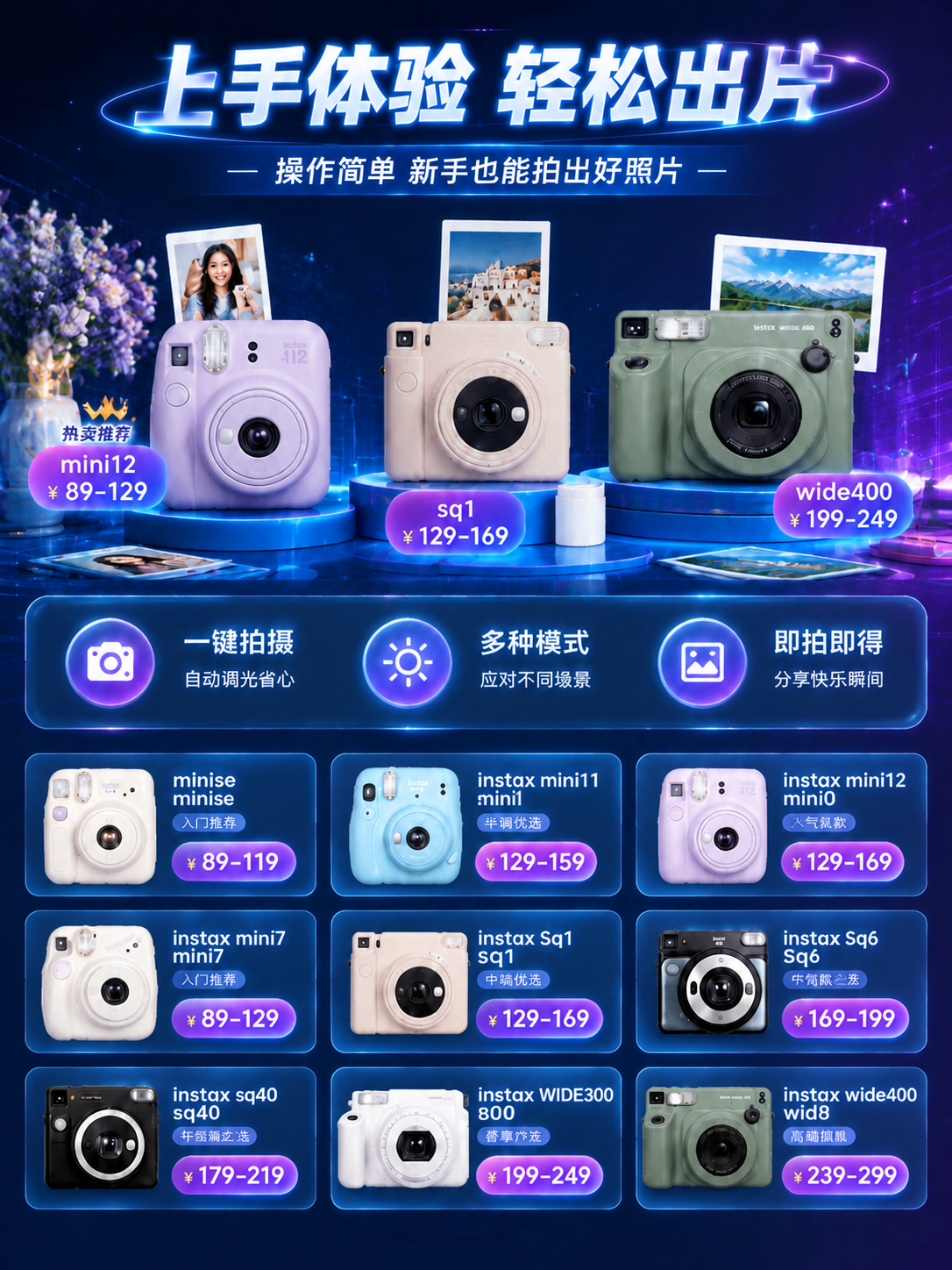 [商品] 使用【图2】9款拍立得相机及全部产品图、价格标签、文… - 图片创意预览