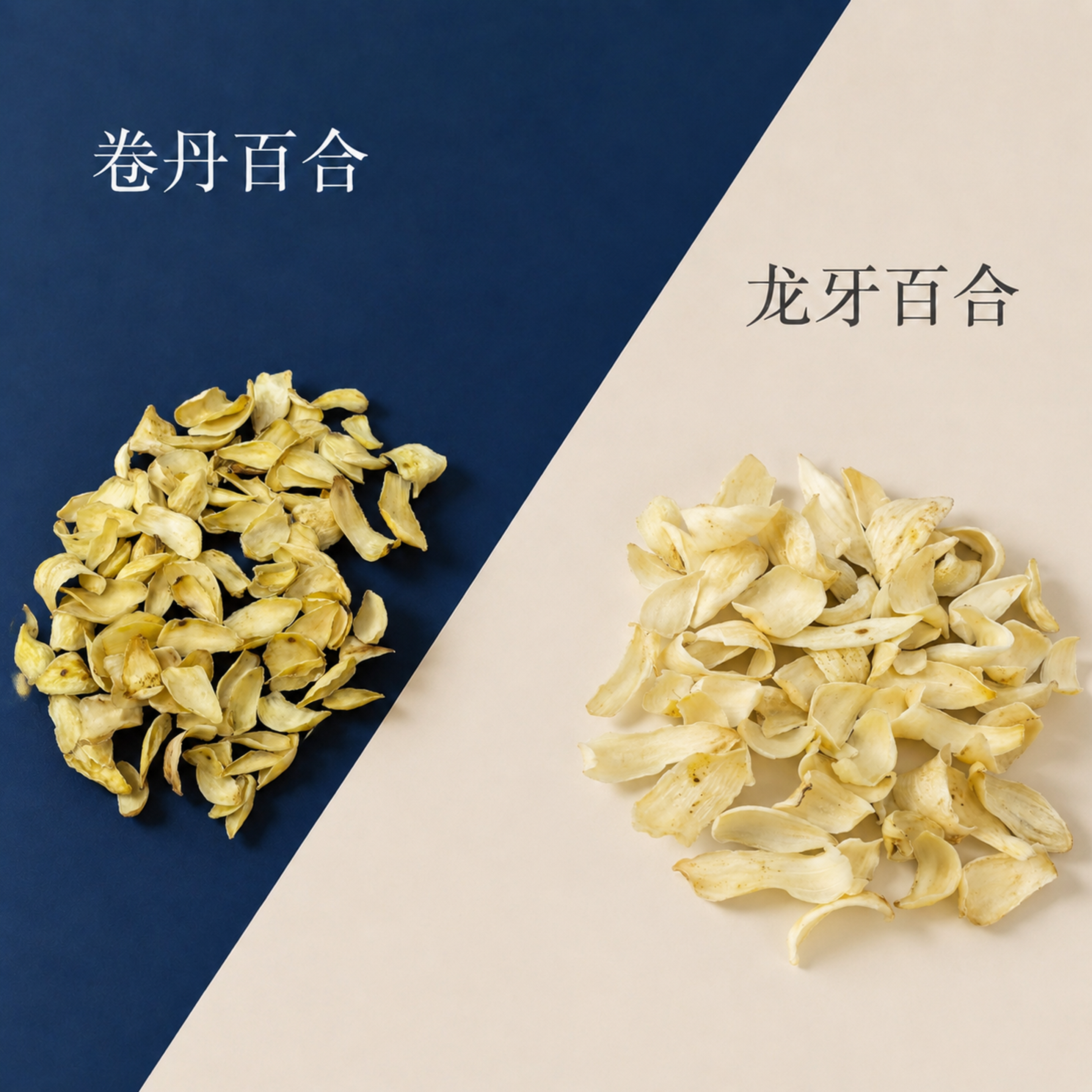 基于第一张方形构图的百合对比图进行修改，保持背景、文字、对角线… - 图片创意预览