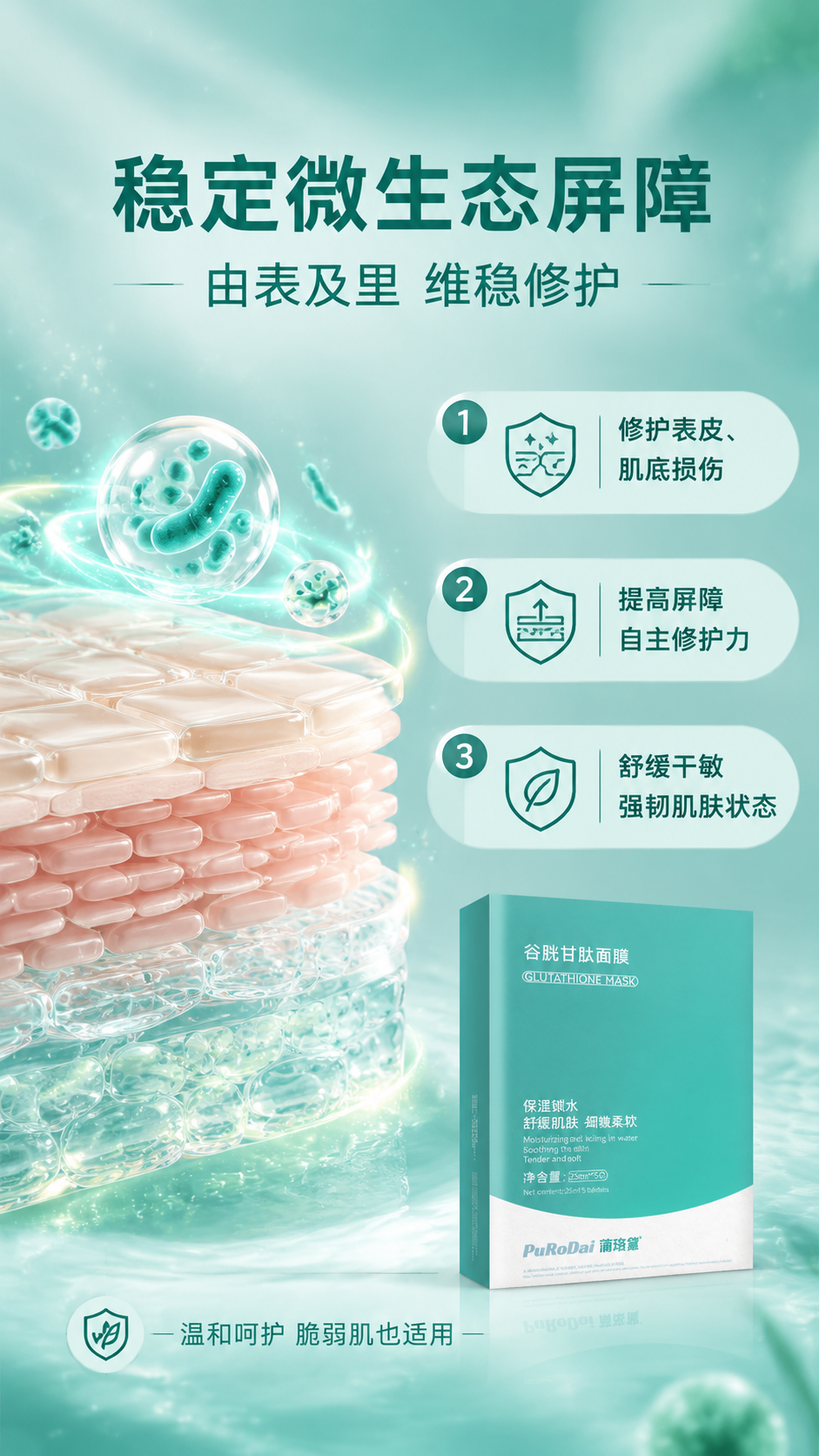 [商品] 本页为屏障修护机理专页；右下角放置【图1】面膜外盒小… - 图片创意预览