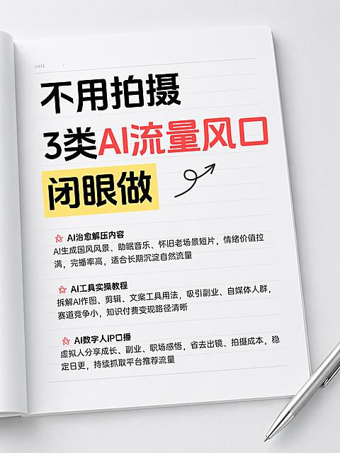 3类AI流量风口创业推荐分享小红书配图