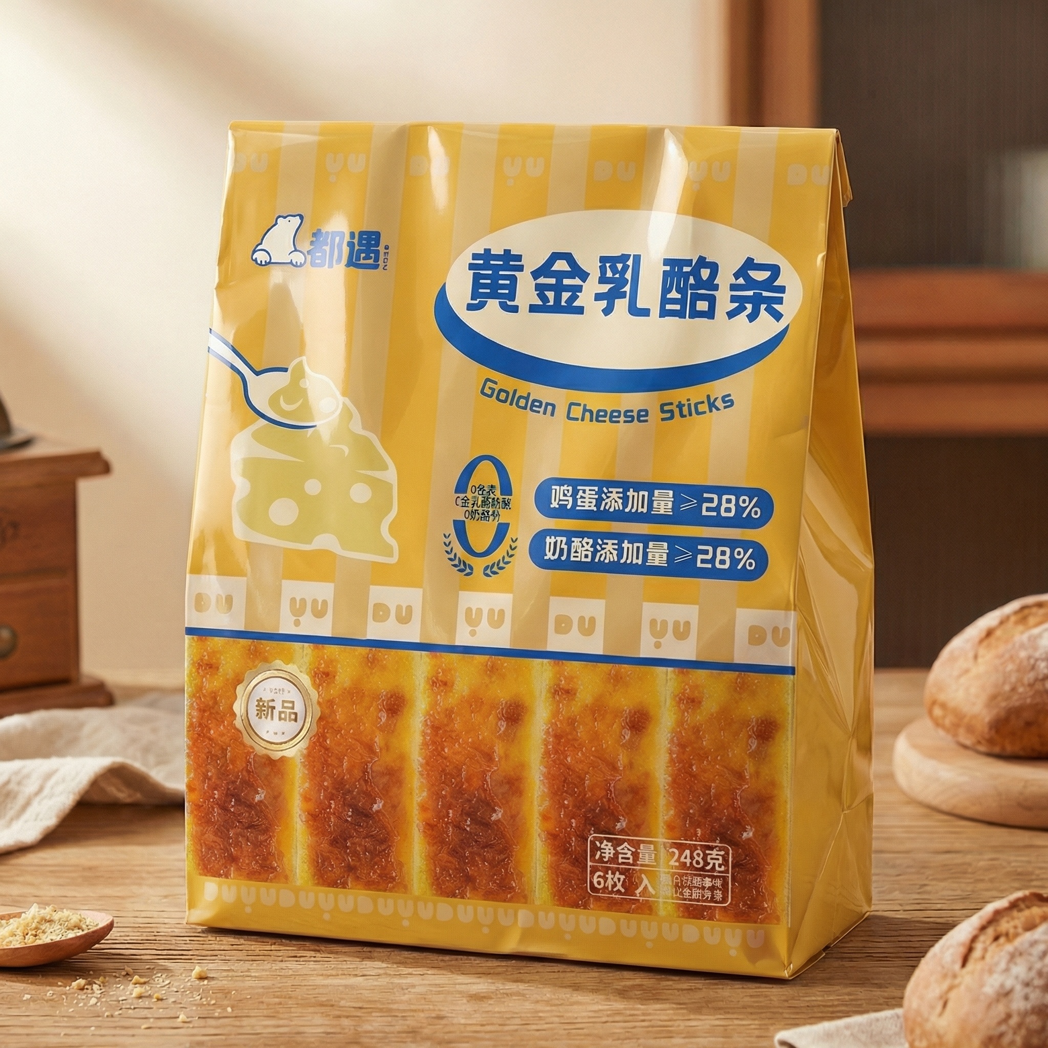 将吐司袋包装修改为塑料覆膜质感，呈现光滑反光的视觉效果 - 图片创意预览