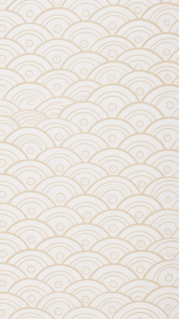 传统日式风格暗纹图案，以白色为底色，浅金色线条勾勒出连续重复的波浪纹样，波浪线条流畅圆润，形态呈漩涡状和层叠起伏状，整体构图对称且具有强烈的韵律感，暗纹精致细腻，视觉上呈现出淡雅、古朴而典雅的氛围，适合作为背景纹理使用。预览效果