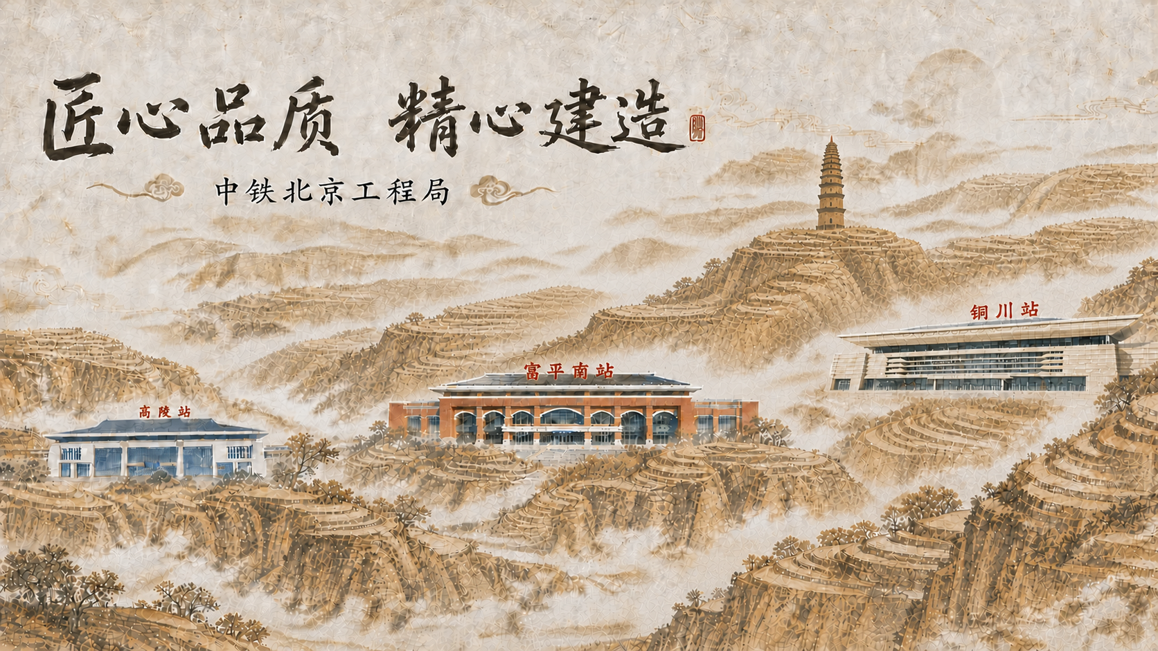 将画面右侧的铜川站建筑往右边稍微移动一点距离，保持原图的中国风… - 图片创意预览