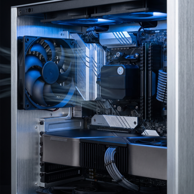 Amazon A+ application scenario module first card, title "PC Case Cooling", real scene photo of this预览效果