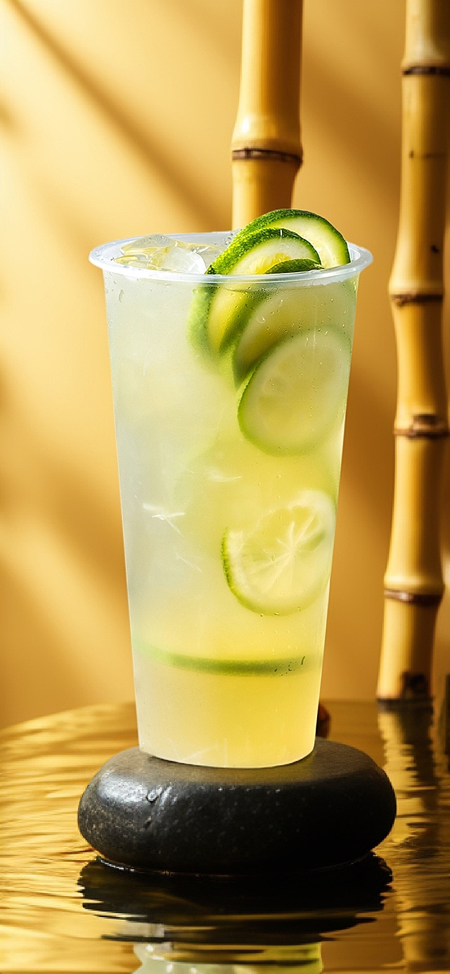 清爽柠檬饮品，玻璃风设计，简约现代，清透感十足，夏日必备。