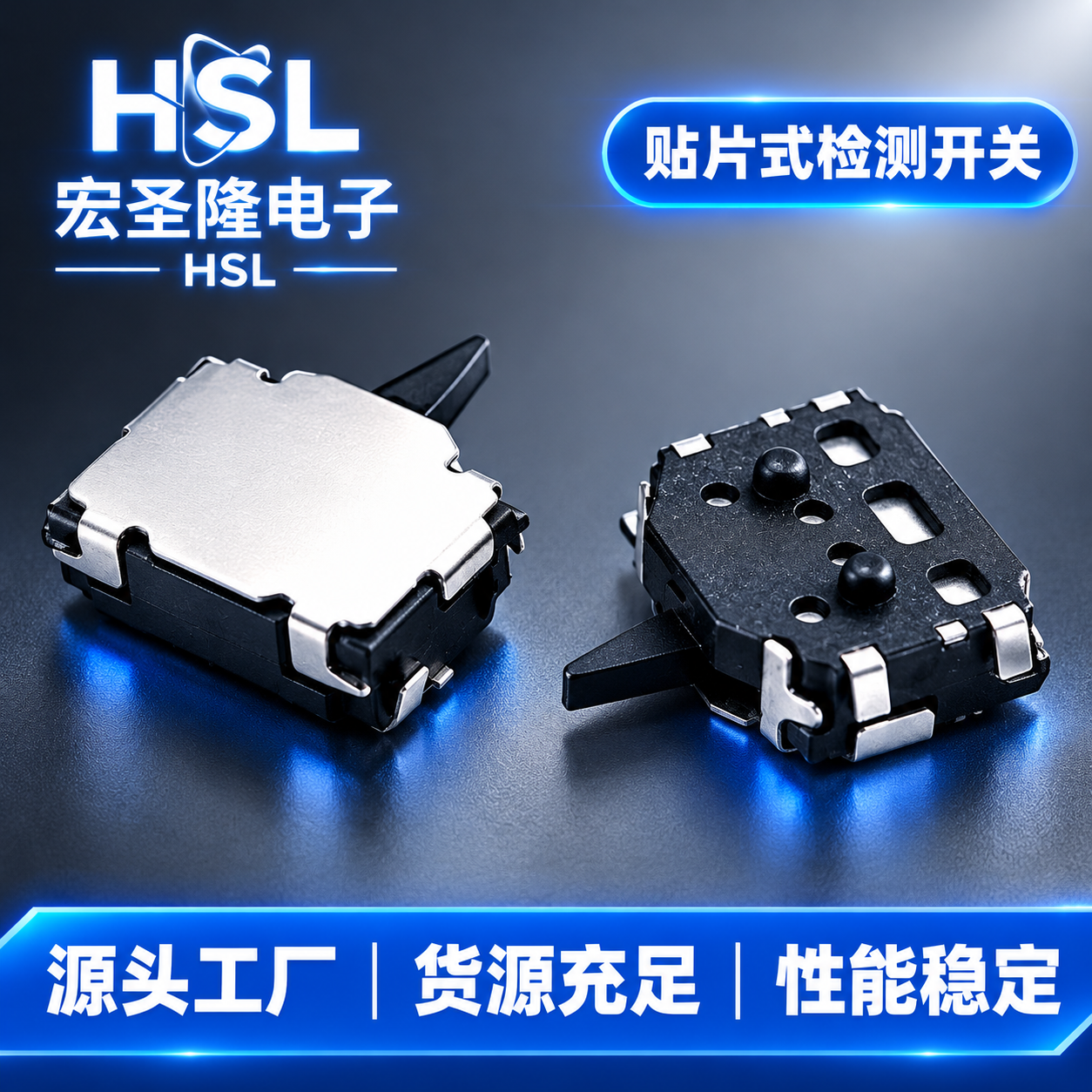 [主图-1] 首图点击率，展示宏圣隆贴片式检测开关的整体外观与… - 图片创意预览
