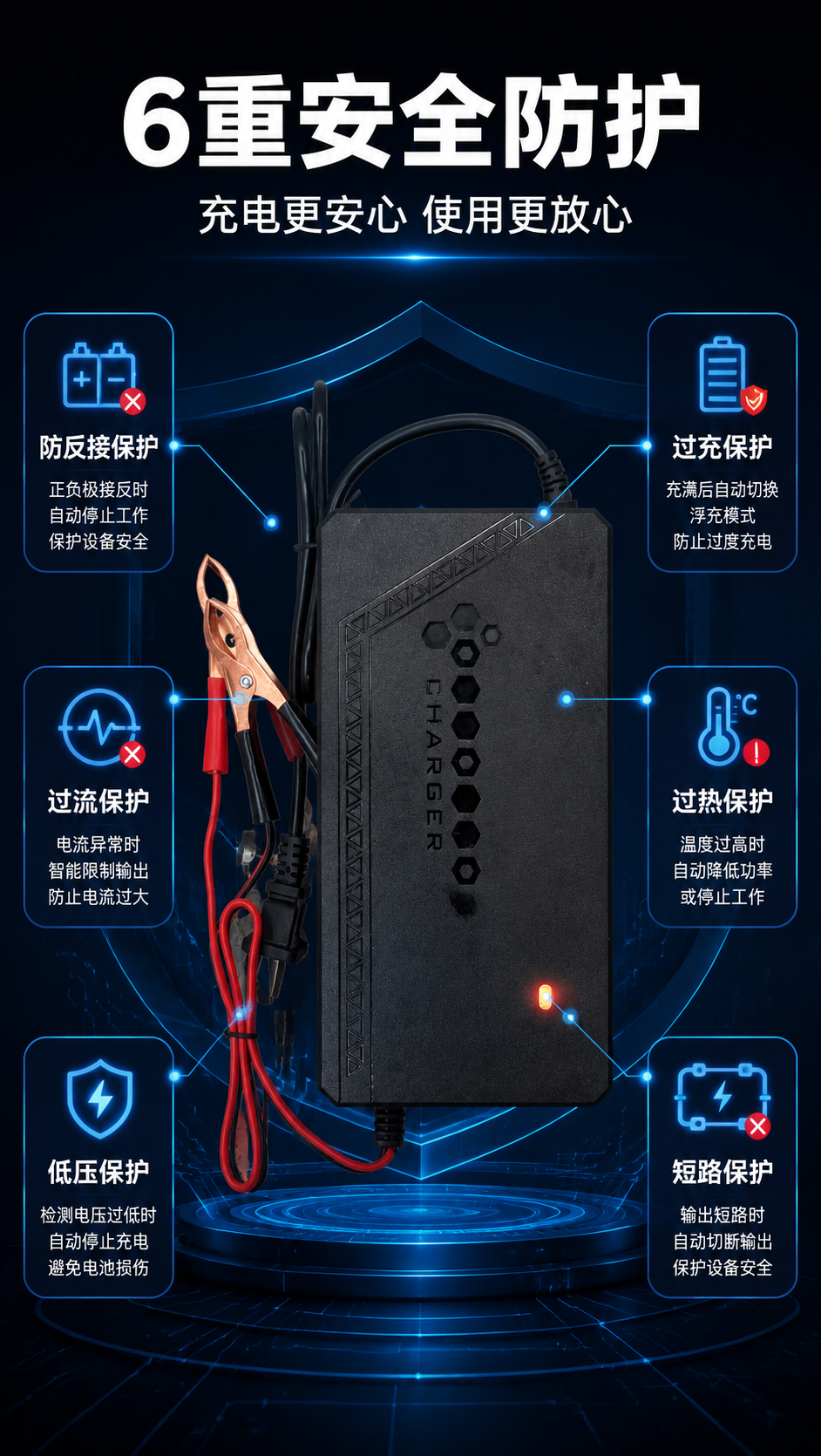 [商品] 使用【图1】12V智能电瓶充电器，保留产品外形、接口… - 图片创意预览