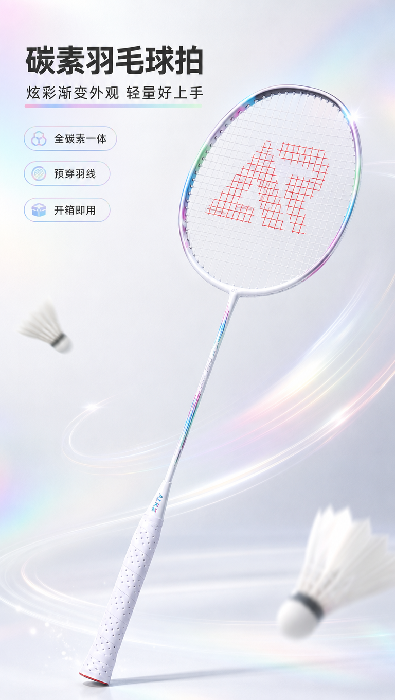 [商品] 使用【图1】【图2】【图6】碳素羽毛球拍；保留白色拍… - 图片创意预览