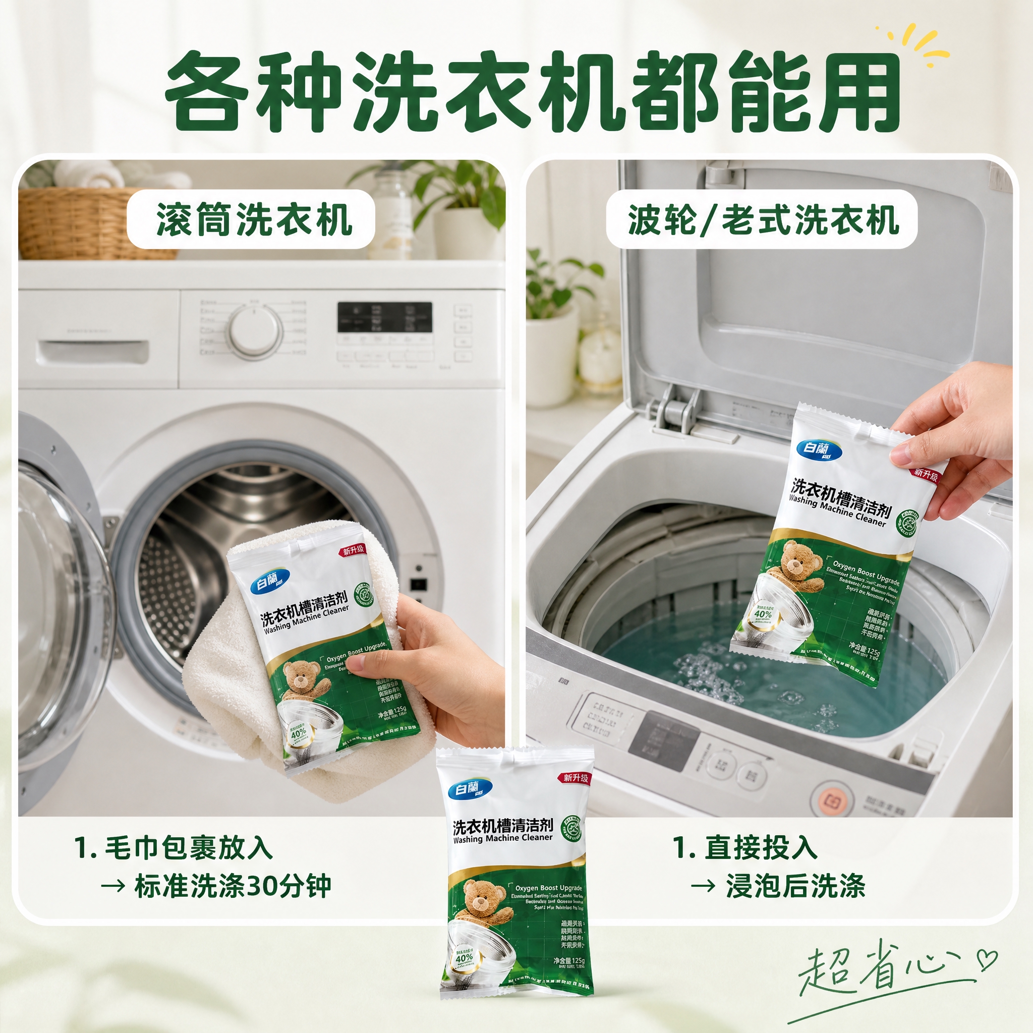 [主图-4] 小红书风格使用场景与适用机型图，主题是「滚筒波轮… - 图片创意预览