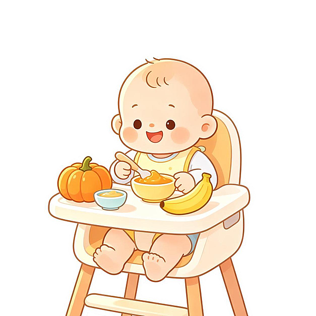 给已经抠好背景的宝宝辅食插画主体轮廓描一圈宽度合适的白色边，背景保持透明