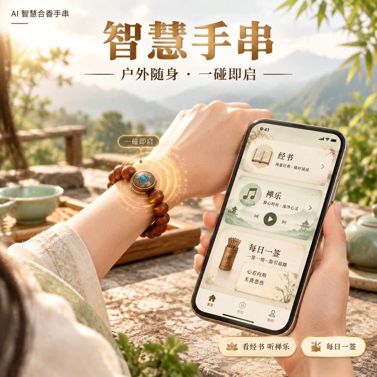 [主图-1] 为 AI 智慧合香手串生成 1 张户外场景国内电… - 图片创意预览