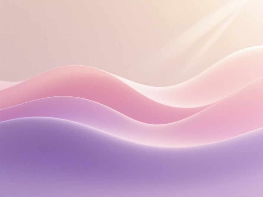 极简主义抽象背景，流畅柔和的波浪形态，采用光滑细腻的磨砂质感，整体色调改为温暖的渐变粉紫色系，从底部的淡薰衣草紫过渡到中部的柔和玫瑰粉，再到顶部的浅香槟金，光线从右上角柔和洒落，形成自然的光影渐变效果，画面简洁干净，富有现代设计感，无文字元素。预览效果