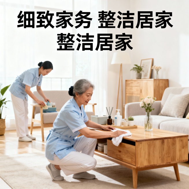做一套关于居家照护的主图*1张+轮播图*3张+具体服务项目：家务+做饭、3小时家务+做饭、4小时家务+做饭、生活照护、半自理长者长期照护、长期卧床失能照护，单图片大小500KB以下预览效果