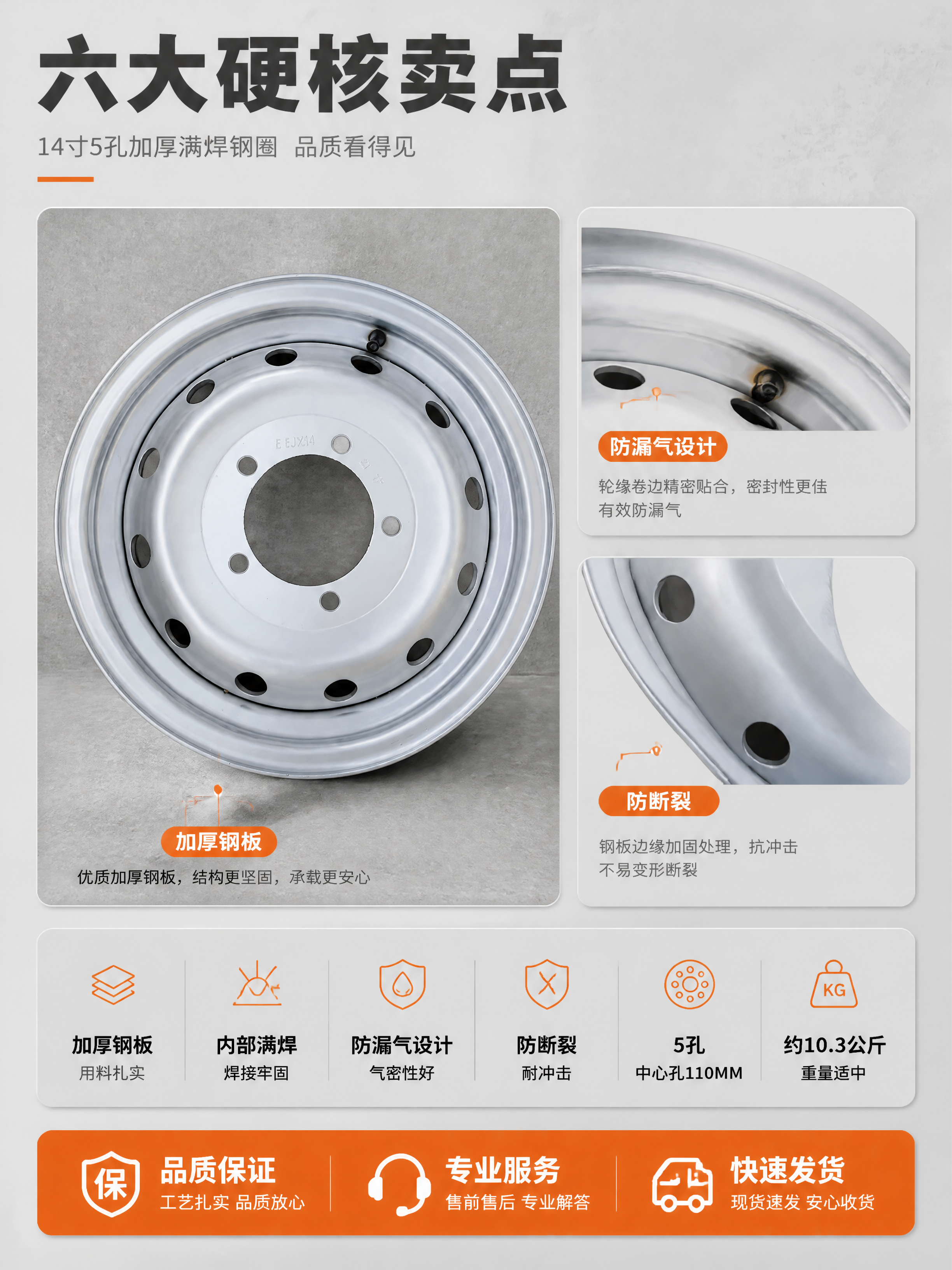 [商品] 使用【图2】的14寸5孔加厚满焊钢圈正面照，保留银色… - 图片创意预览