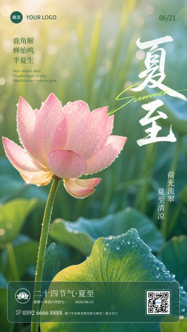夏至节气祝福清晰自然实景风通用竖版海报预览效果