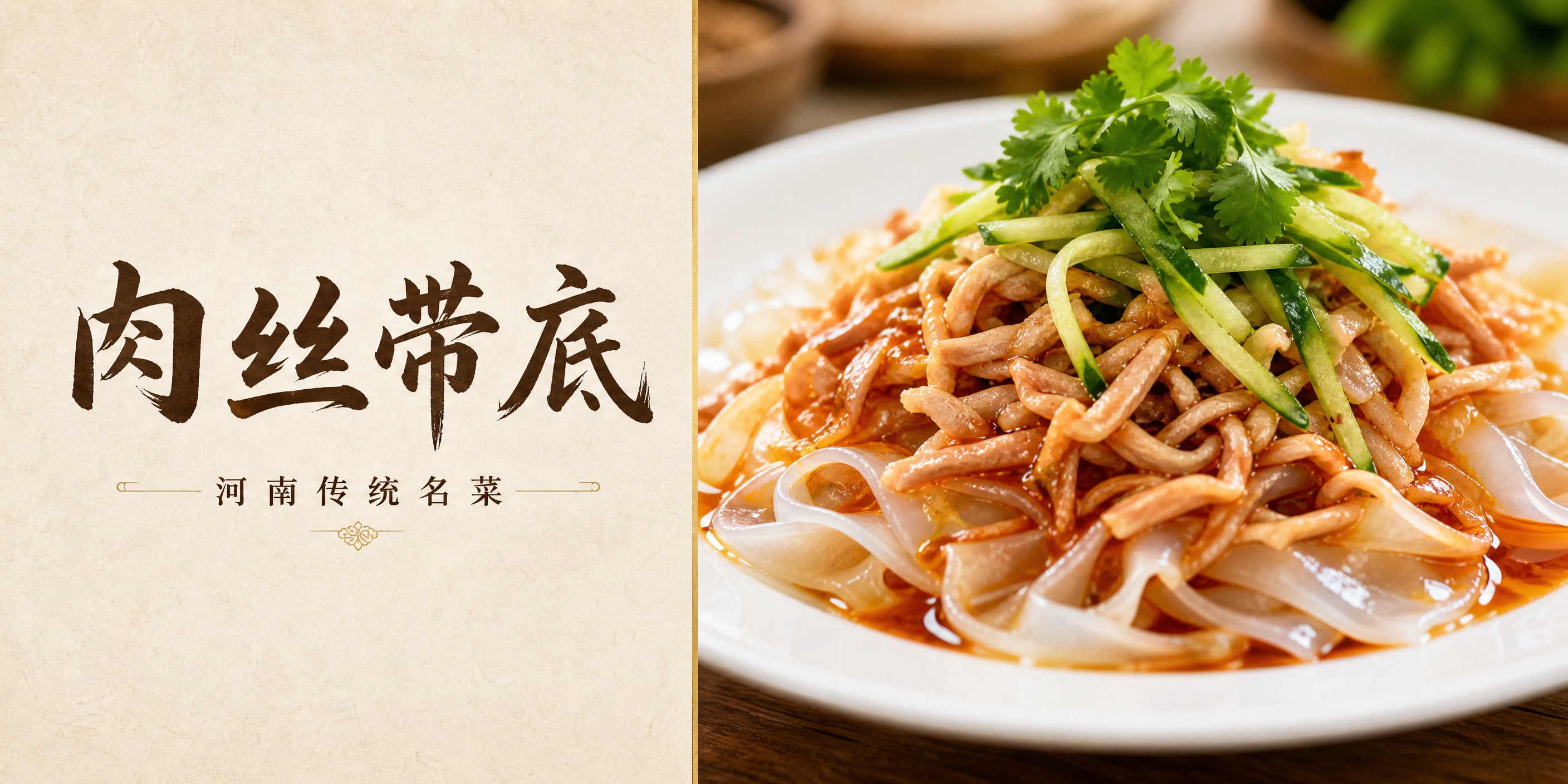 横版2:1比例的美食海报设计，画面左右分栏布局。左侧区域为文字… - 图片创意预览