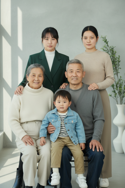 改成2025年风格的新家庭照，保留人物脸部，和人物位置预览效果