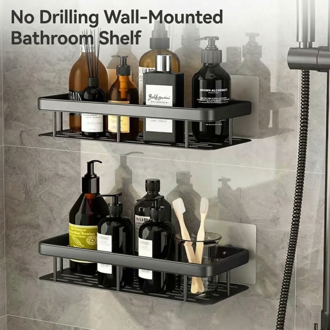 Generate a cross-border e-commerce main image, keep the original bathroom shelf's shape, color, mate预览效果