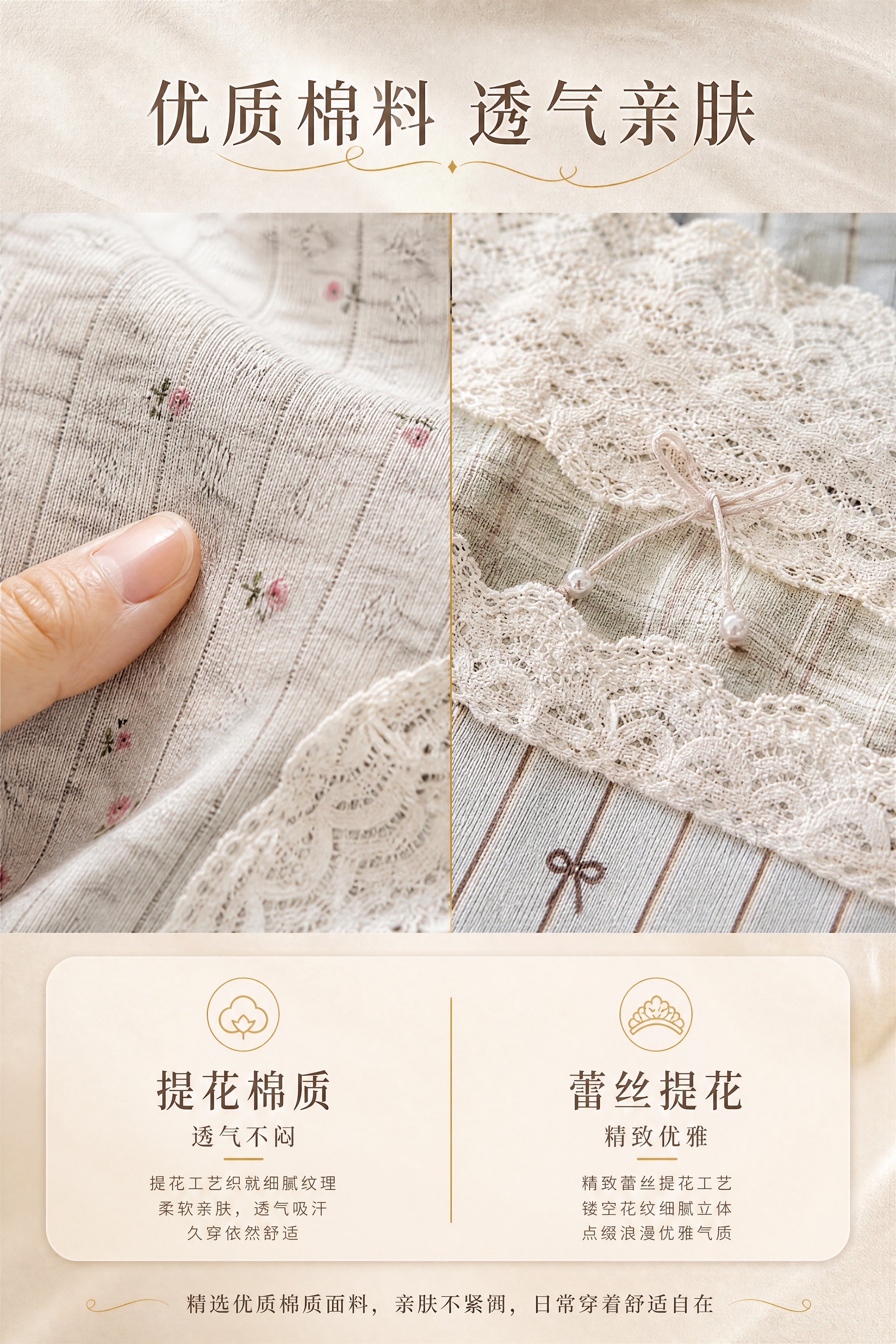 [商品] 使用【图1】小碎花款内裤局部+【图2】蕾丝腰边；商品… - 图片创意预览