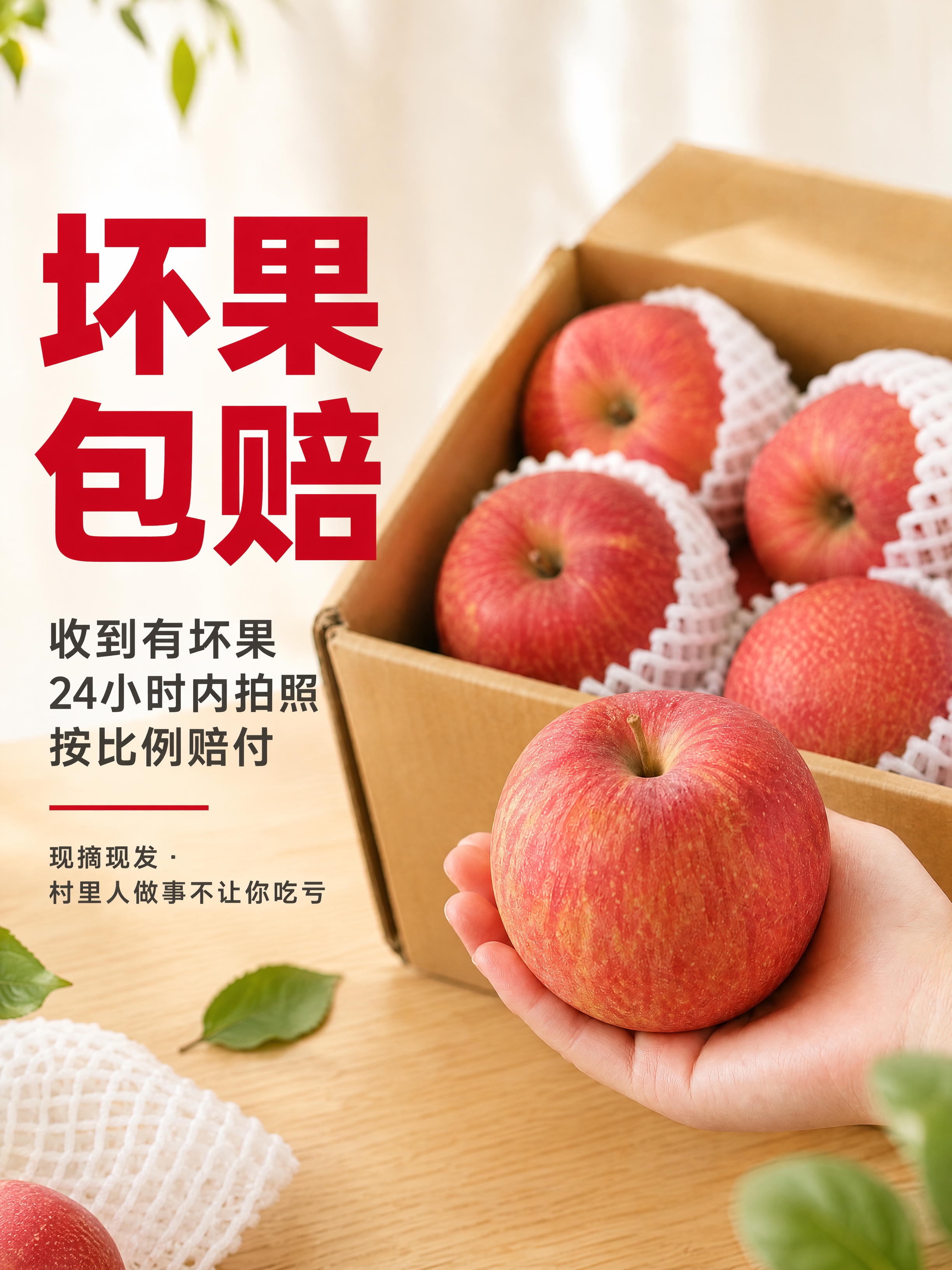 [主图-5 红将军 3:4 售后承诺] 坏果包赔，将1:1扩展… - 图片创意预览