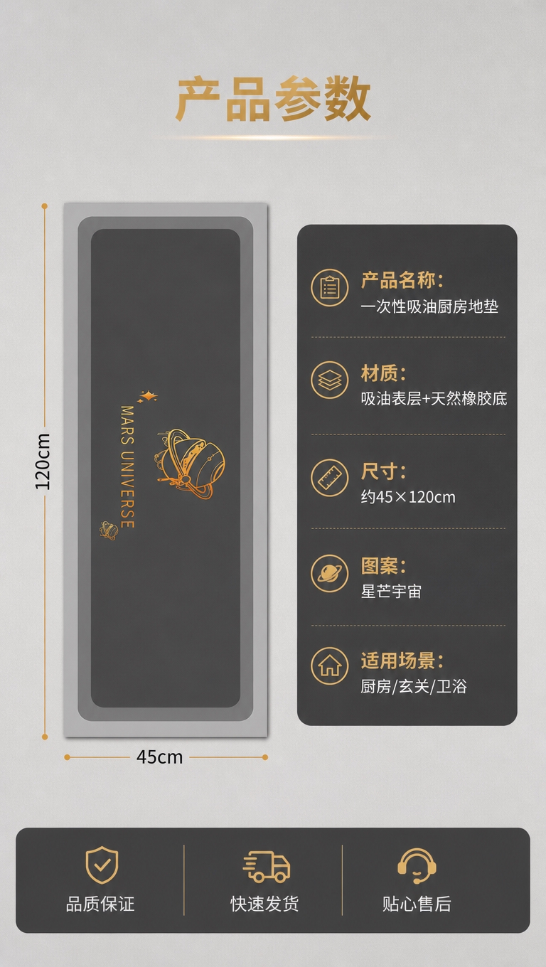[商品] 使用【图1】深灰色星芒宇宙图案厨房地垫；保留外观、颜… - 图片创意预览