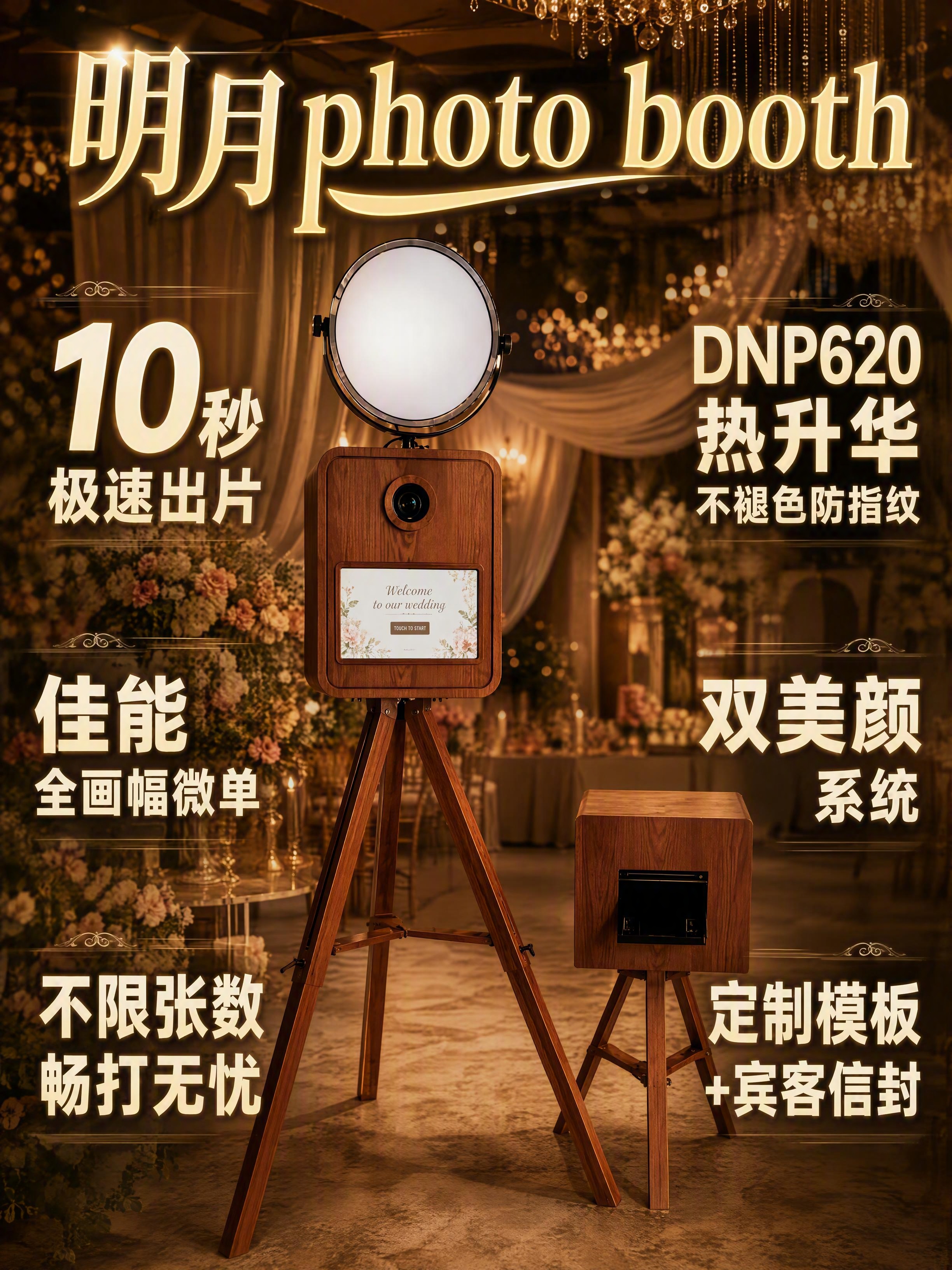 明月photo booth 即影即有服务宣传海报，画面主体是参… - 图片创意预览