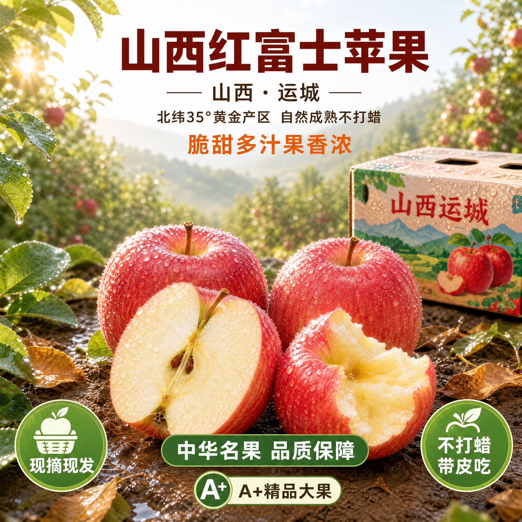 [主图-2] 山西红富士苹果·清晨露水果园 京东电商主图，唯一… - 图片创意预览