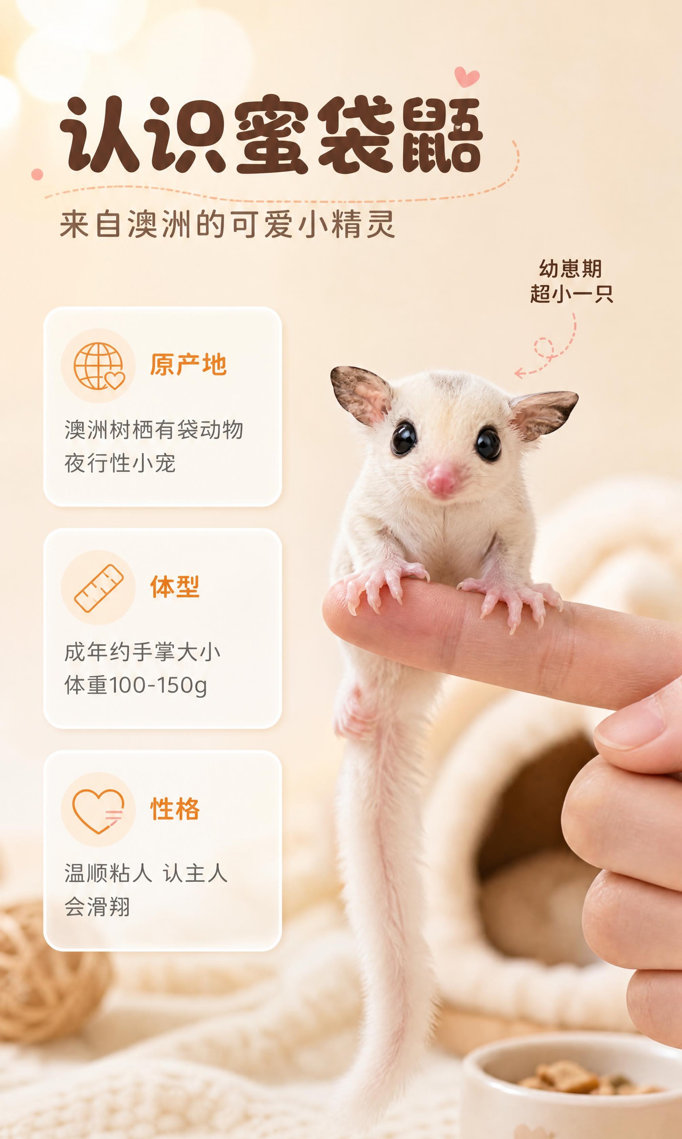 [商品] 使用【图1】奶白色蜜袋鼯幼崽；保留浅奶白毛发、大黑圆… - 图片创意预览