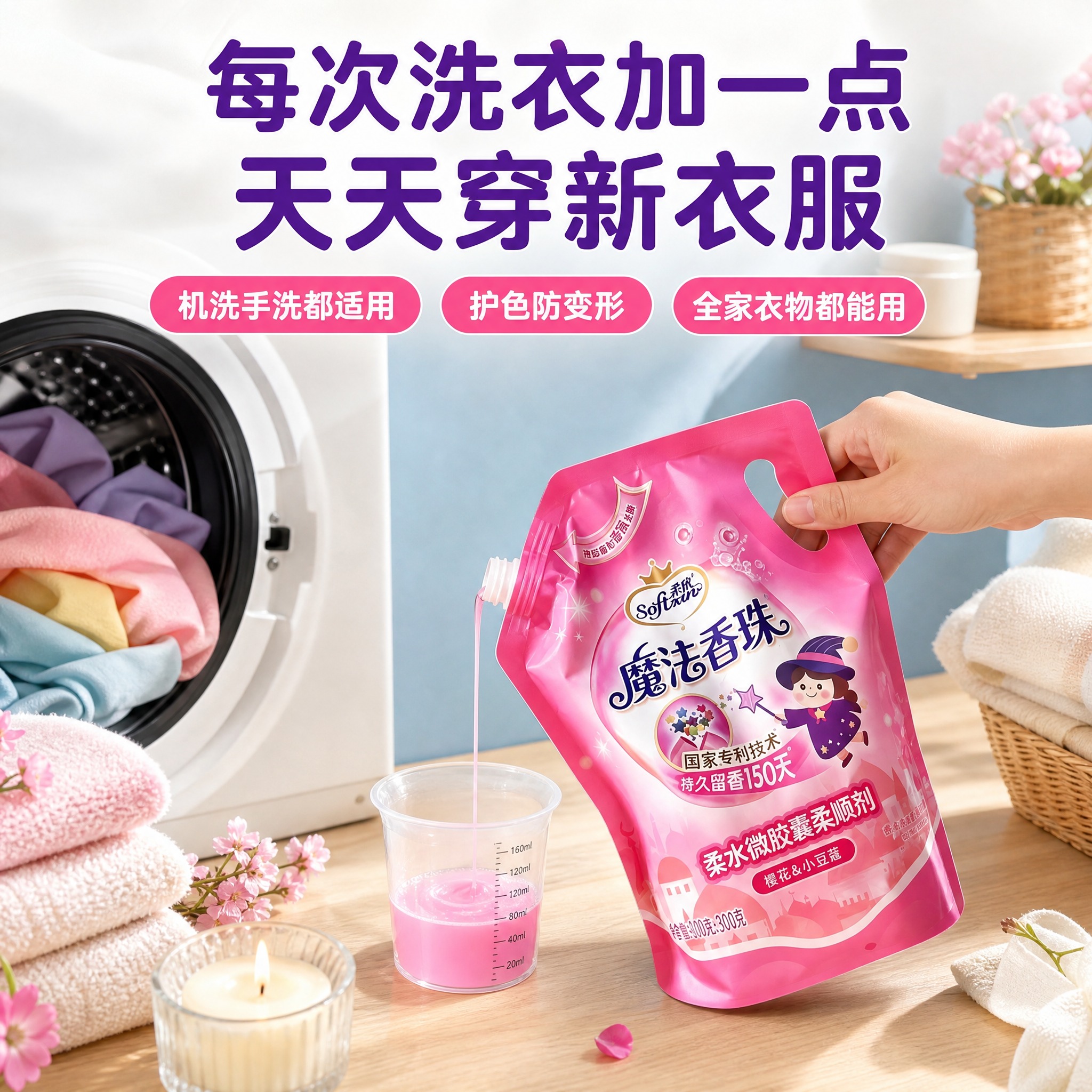 [主图-4] 场景适用与使用方式，展示家庭洗衣真实使用场景，增… - 图片创意预览